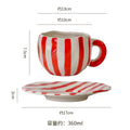 Axyaa Striped Ceramic Coffee Cup and Saucer Set - Exquisite Afternoon Tea Mug