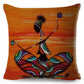Axyaa Abstract African Woman Decorative Cotton Linen Cushion Cover