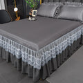 Axyaa Ice Silk Cool Bed Skirt Set - Solid Color, Summer Mat, Machine Washable