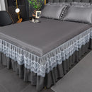 Axyaa Ice Silk Cool Bed Skirt Set - Solid Color, Summer Mat, Machine Washable