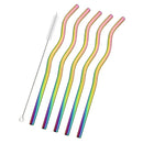 Axyaa Stainless Steel Drinking Straws Set 5Pcs with Brush - Bar Cocktail Drinkware