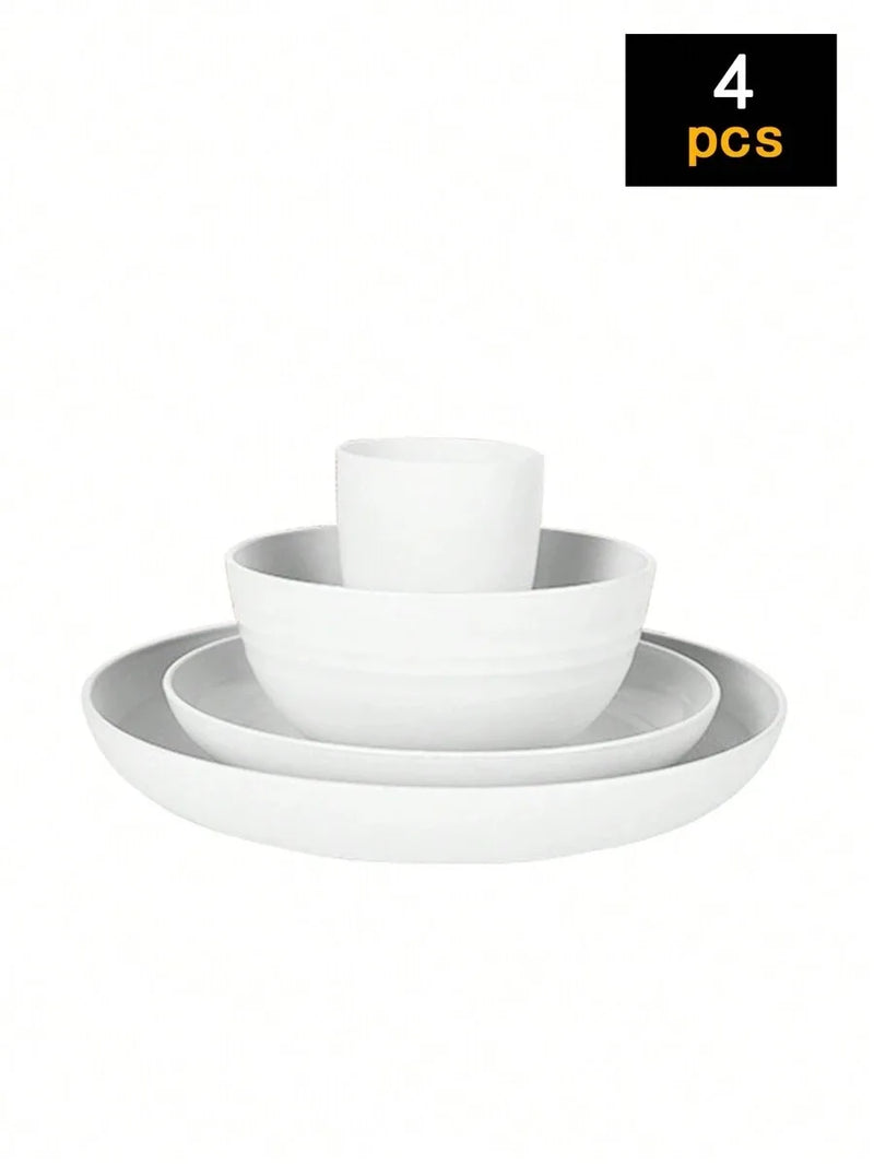 Axyaa 24-Piece Reusable Plastic Tableware Set for Family Picnics and School