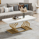 Axyaa Faux Marble Coffee Table: 47" Cocktail Table with Geometric Frame