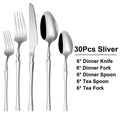 Axyaa Stainless Steel Dining Set: 30 Pcs Solid Cutlery Knife Fork Spoon Mirror Utensils