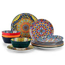 Axyaa New Bohemian Porcelain Dinnerware Set - 12/24 Piece Plates & Bowls