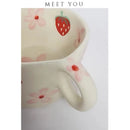 Axyaa Strawberry Flower Hand-painted Ceramic Mug for Children