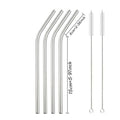 Axyaa Gold Bend Stainless Steel Straws Set with Cleaner Brush - 4 Pcs