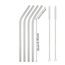 Axyaa Gold Bend Stainless Steel Straws Set with Cleaner Brush - 4 Pcs