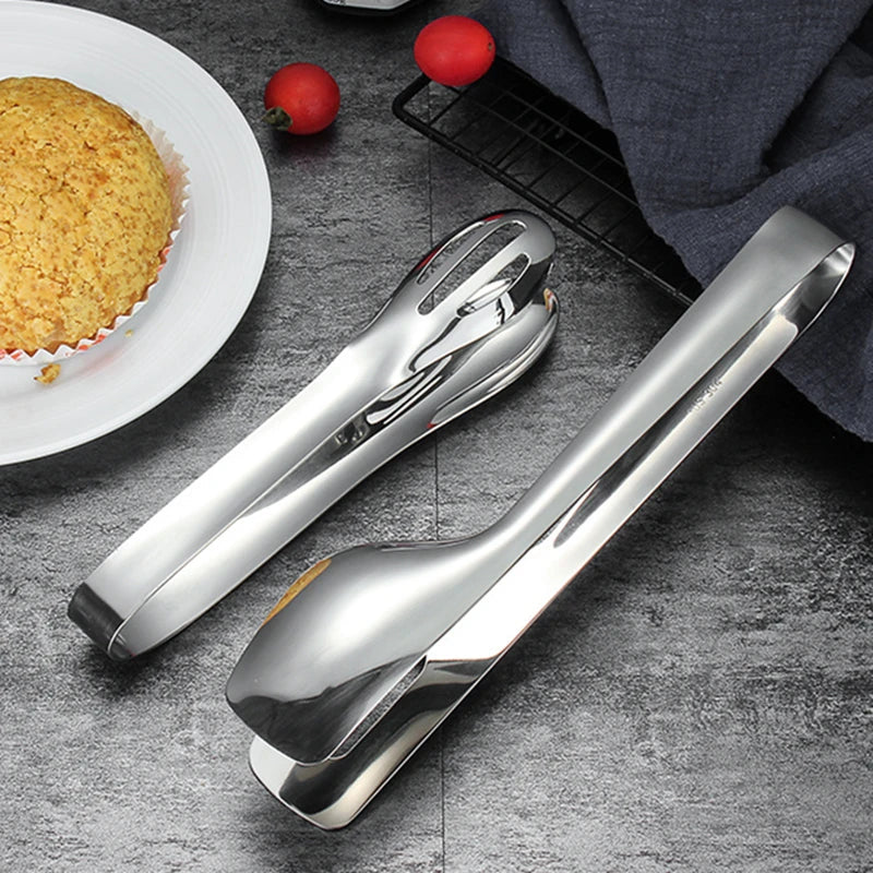 Axyaa Stainless Steel Kitchen Tongs - Multipurpose BBQ Meat Clips & Ice Cube Clamp