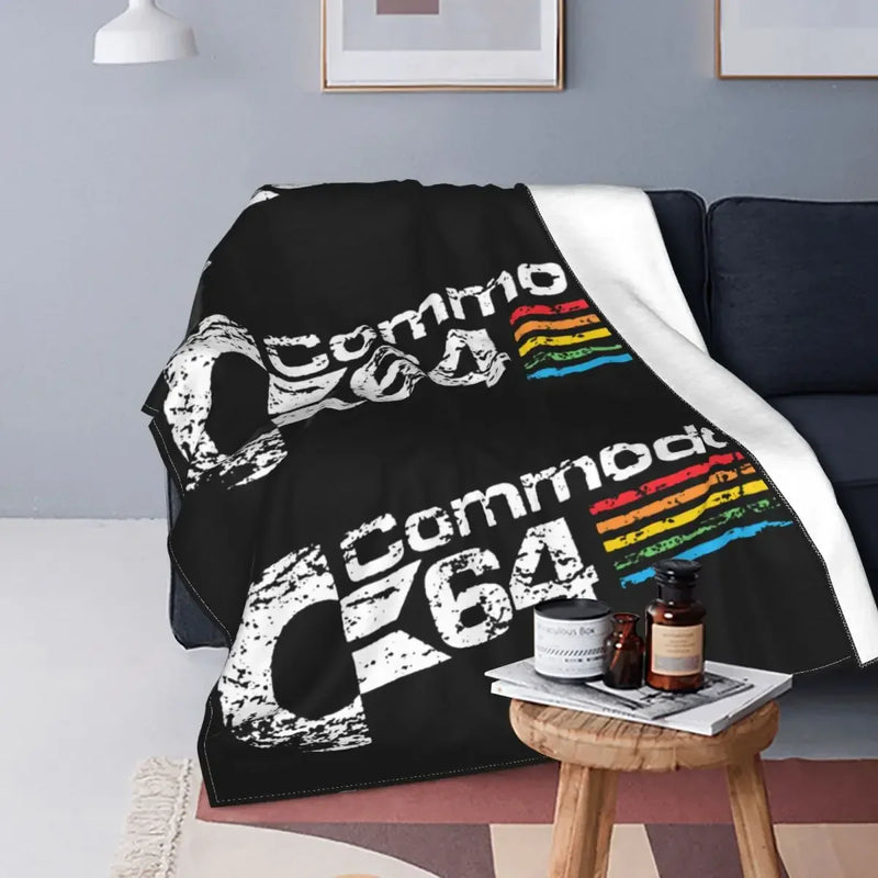 Axyaa Retro C64 Fleece Throw Blankets for Home Bedroom Geeks Nerd Lightweight Bedding
