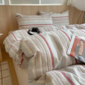 Axyaa Nordic Pink Stripes Cotton Duvet Cover 150x200 Girl's Room Comforter Set