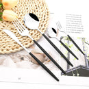 Axyaa Black Silver Stainless Steel Cutlery Set Dinnerware Flatware Fork Knife Spoon