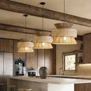Axyaa Hemp Rope Chandelier: Handcrafted LED Pendant Light for Dining Room