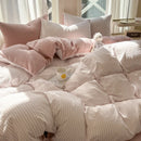Axyaa Stripe Style Bedding Set: Soft Duvet Cover, Comfortable Sheet Set, & Pillowcase