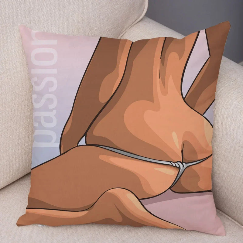 Axyaa Cartoon Lady Chest Decorative Pillowcase - Fashion Girl Design