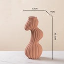 Axyaa Geometric Twisted Stripes Ceramic Vase for Abstract Flower Arrangement & Home Decoration
