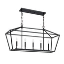 Axyaa Rectangular Black Candle Chandelier in Nordic Industrial Style