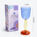 Axyaa Contrast Color Glass Goblet Cup Set - 420ml & 260ml Stemware Wine Glasses