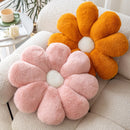 Axyaa Flower Shaped Faux Fur Pillow, 45x45cm, Green, Orange, Pink, Brown