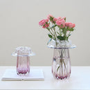 Axyaa Pink Glass Vase Wave Edge Storage Tray Terrarium Hydroponics Home Decor