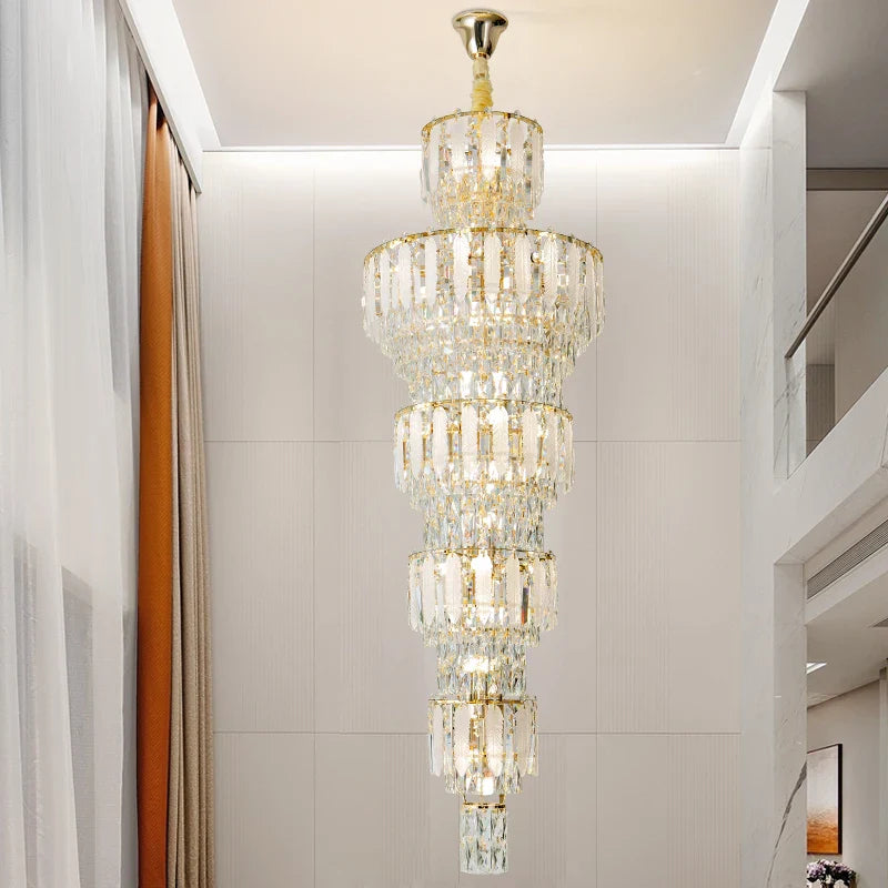 Axyaa Crystal Staircase Chandelier | Elegant European Style for Luxurious Living