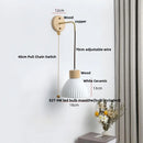 Axyaa White Ceramic LED Wall Lamp with Pull Chain Switch