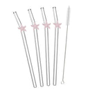 Axyaa Starfish Glass Straw Set: Eco-Friendly Bar Accessories with Cleaning Brush