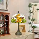 Axyaa Retro Bunny Floral Table Lamp - Stained Glass Shade for Living Room & Bedroom
