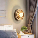 Axyaa Solid Wood Circular Wall Lamp Retro Light for Home Decor
