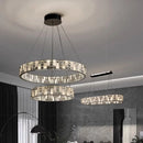 Axyaa Snowflake Print LED Pendant Light: Modern Luxury Crystal Lamp for Living & Dining Room