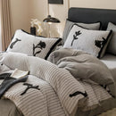 Axyaa Leopard Print Thickened Fleece Jacquard 4-Piece Bed Set