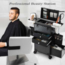 Axyaa Rolling Makeup Case with Hairdryer Holder and 3 Drawers
