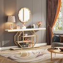 Axyaa Gold 4-Tier Console Table with Storage Shelf - Modern Sofa Entryway Accent