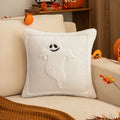 Axyaa Halloween Plush Ghost Pillowcase - White Orange for Festive Home Decor