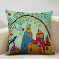 Axyaa Scenic Illustration Cushion Cover 45x45cm for Home Art Decoration