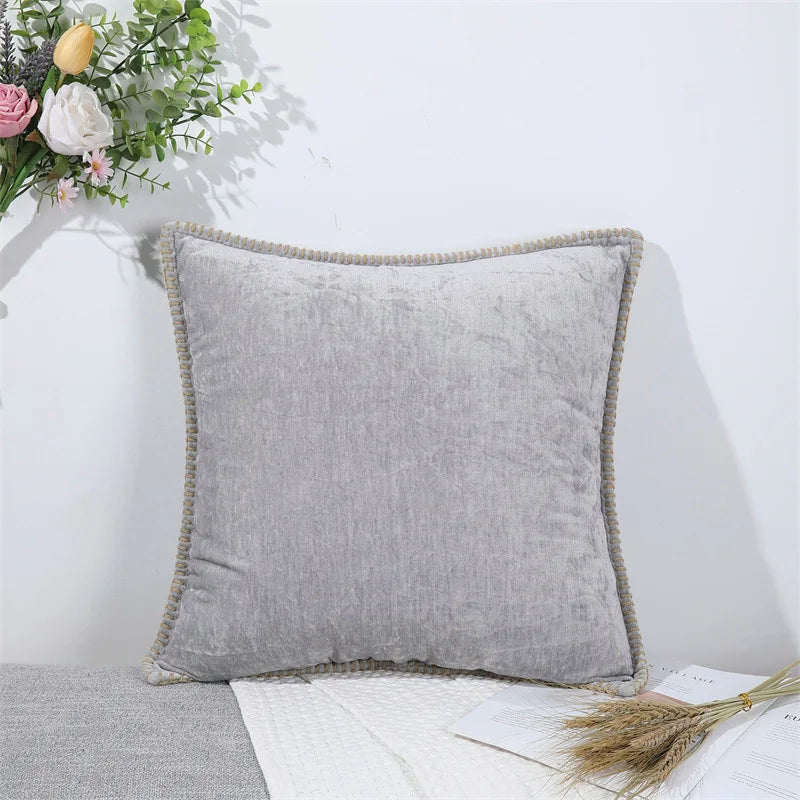 Luxurious Chenille Green Cushion Cover for Sofa Home Decor by Axyaa