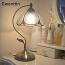 Axyaa Mediterranean Tiffany Stained Glass Table Lamp Vintage LED Desk Light