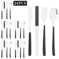 Axyaa Black Gold Flatware Set Stainless Steel Cutlery Knife Fork Spoon Chopsticks