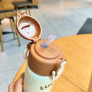 Axyaa Kids Stainless Steel Insulated Straw Thermos Bottle - Double Drinking Cup
