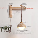 Axyaa Wood Stone LED Wall Lamp with Pull Switch, Stretching and Folding for Home Lighting