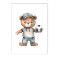 Axyaa Teddy Bear Sports Custom Name Nursery Wall Art Canvas Print Kids Room Decor