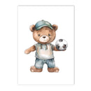 Axyaa Teddy Bear Sports Custom Name Nursery Wall Art Canvas Print Kids Room Decor