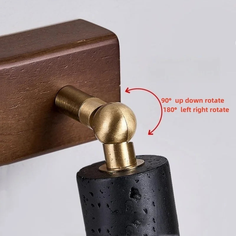 Axyaa Modern LED Wall Sconce Pull Chain Switch Reading Lamp Black Travertine