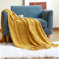 Axyaa Luxury Caramel Knitted Throw Blanket with Wave Tassels