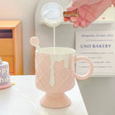 Axyaa Ceramic Ice Cream Coffee Cup with Spoon, High Beauty Milk Cup