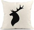 Axyaa Deer Head Silhouette Linen Pillowcase 40X40cm Home Décor