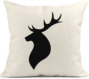 Axyaa Deer Head Silhouette Linen Pillowcase 40X40cm Home Décor
