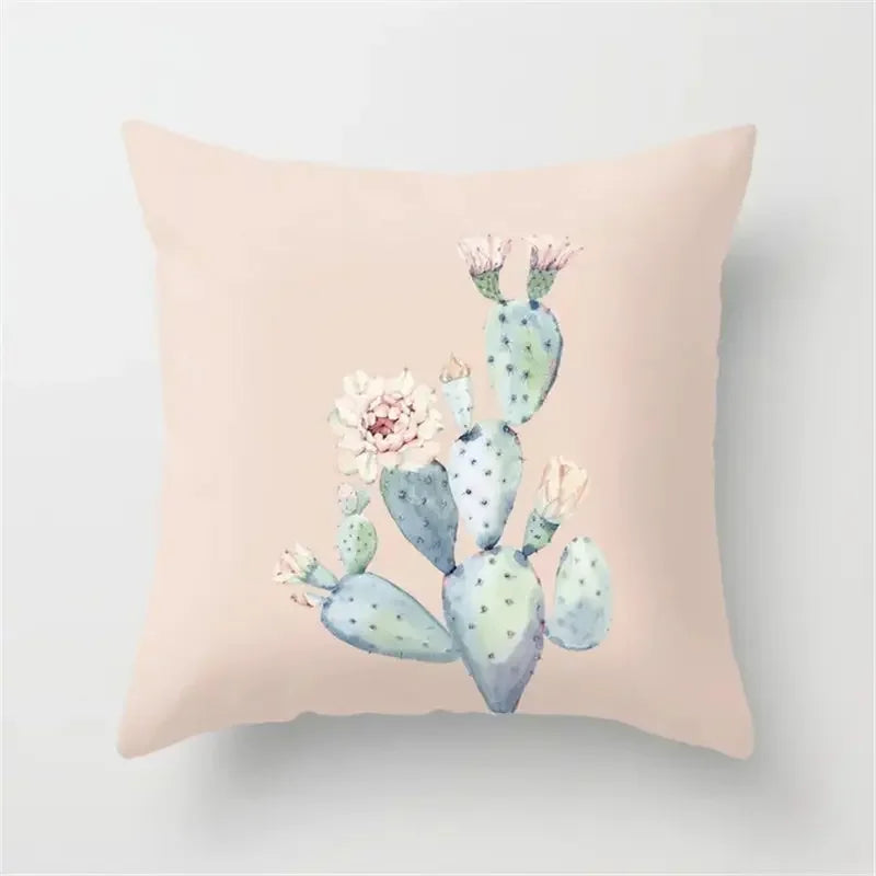 Tropical Cactus Summer Plants Pattern Cushion Cover for Axyaa Home Decor