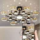 Axyaa Starry Sky Projection LED Chandelier for Modern Living Room Decor