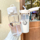 Kawaii Cats Glass Water Bottle With Straw 500ml - Axyaa Cute Tumbler